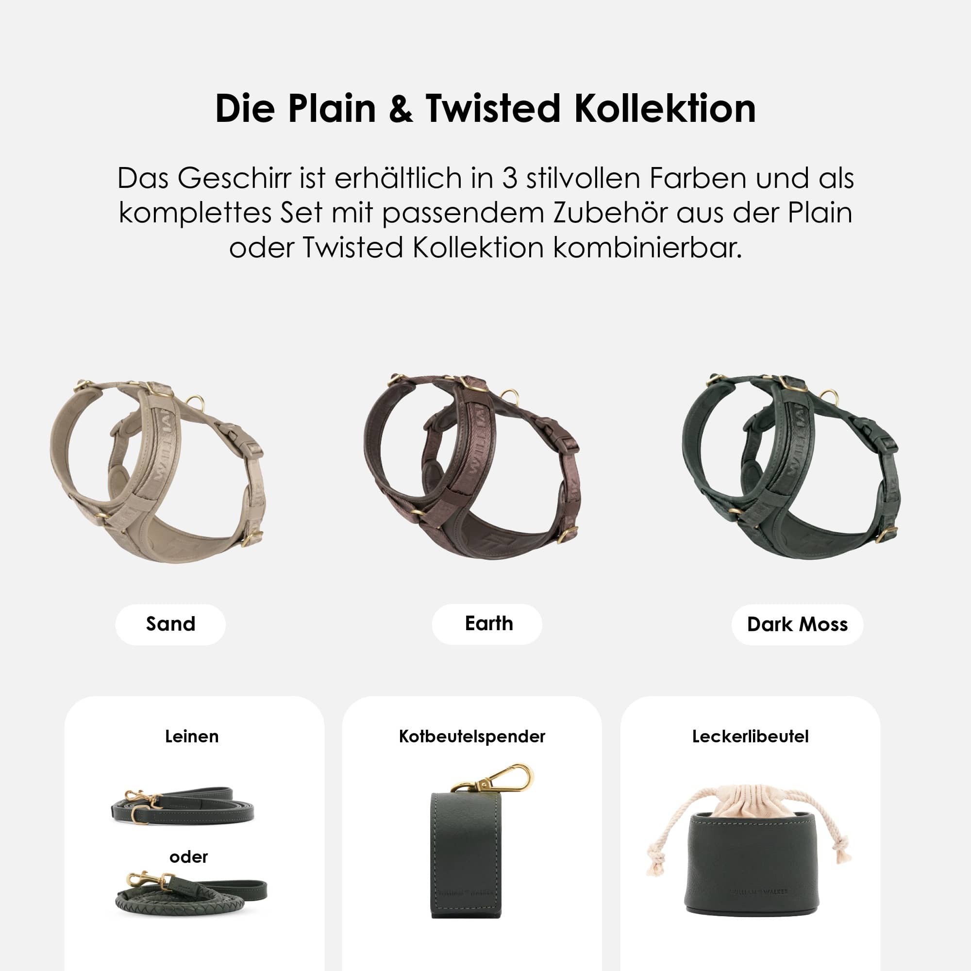 William Walker Leder Y-Hundegeschirr Plain