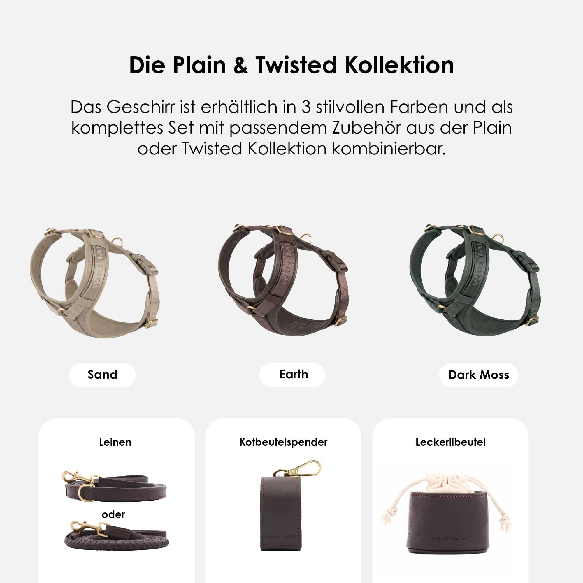 William Walker Leder Y-Hundegeschirr Plain