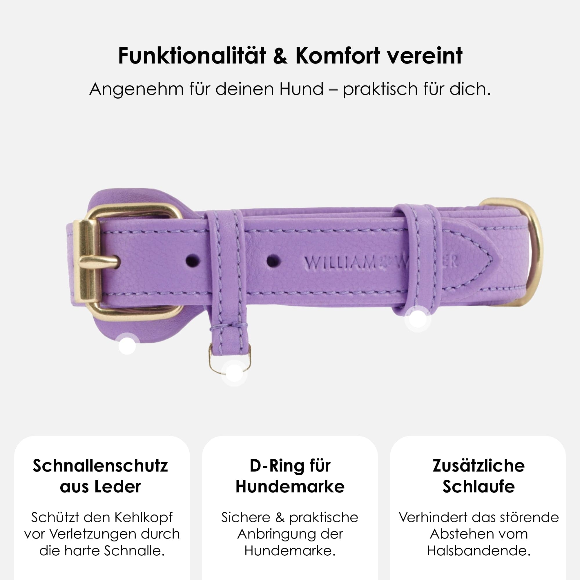 William Walker Leder Hundehalsband Lavender (Lila)