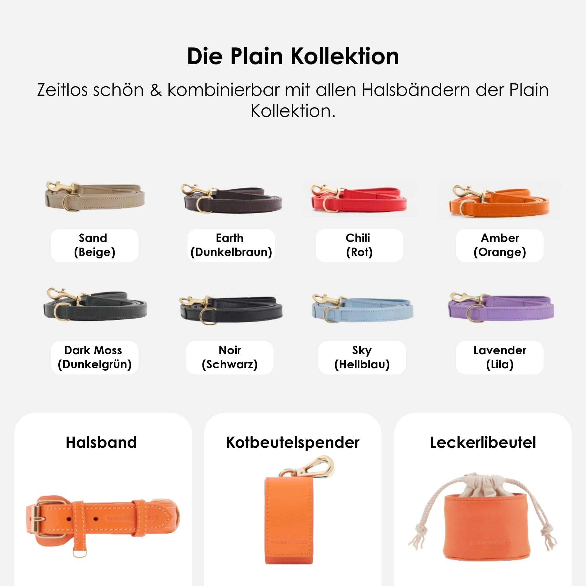 William Walker Hochwertige Leder Hundeleine Amber (Orange)