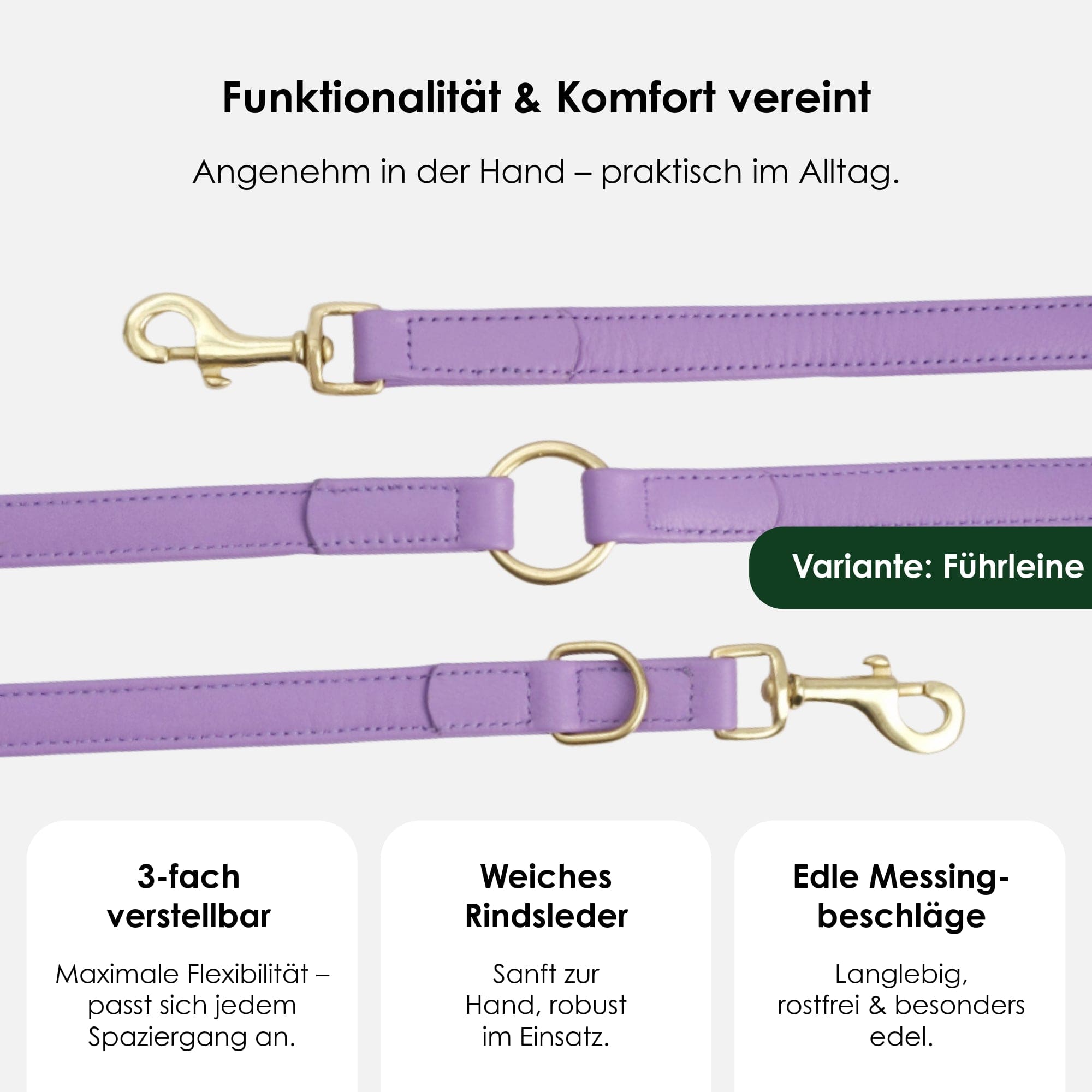 William Walker Hochwertige Leder Hundeleine Lavender (Lila)