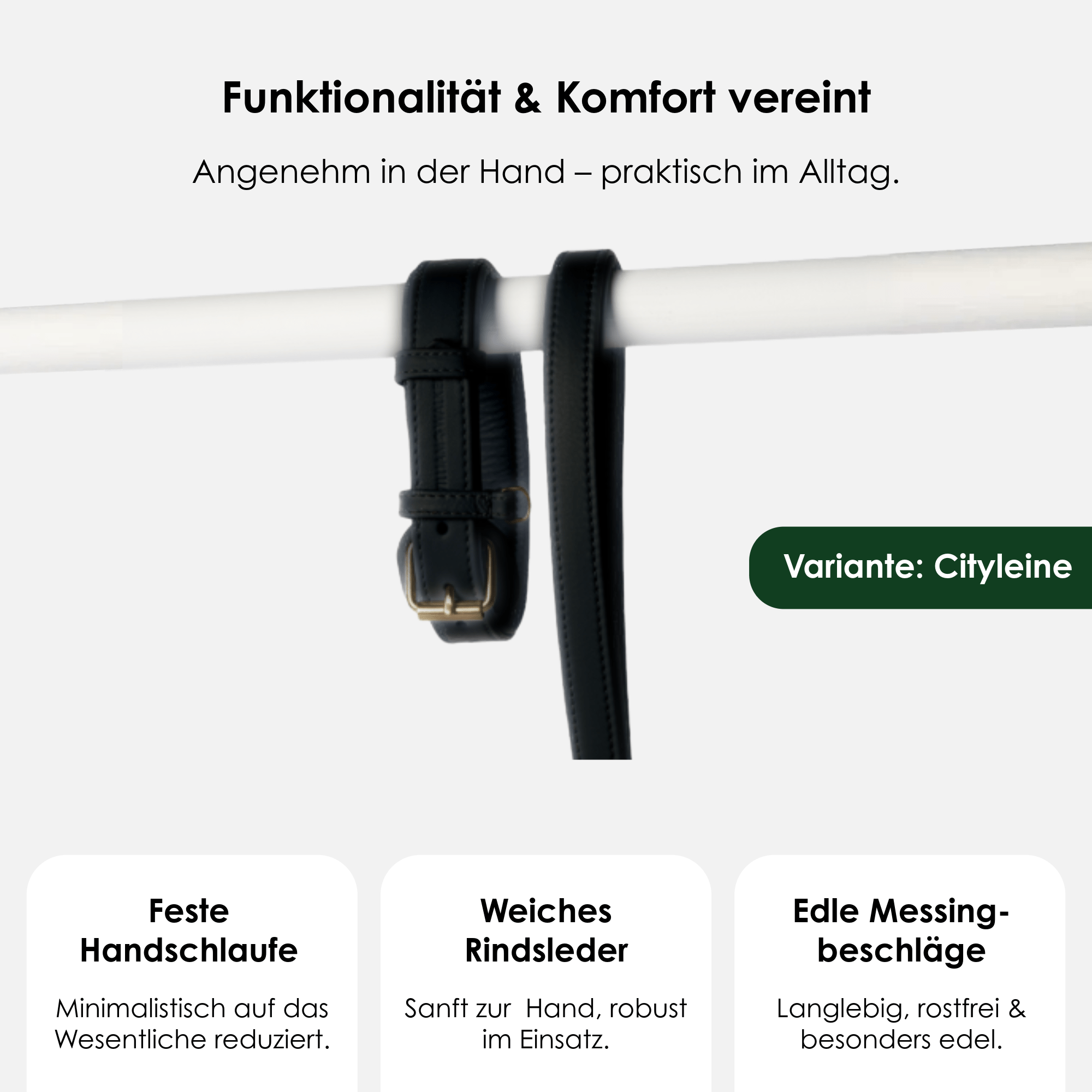 William Walker Hochwertige Leder Hundeleine Noir (Schwarz)