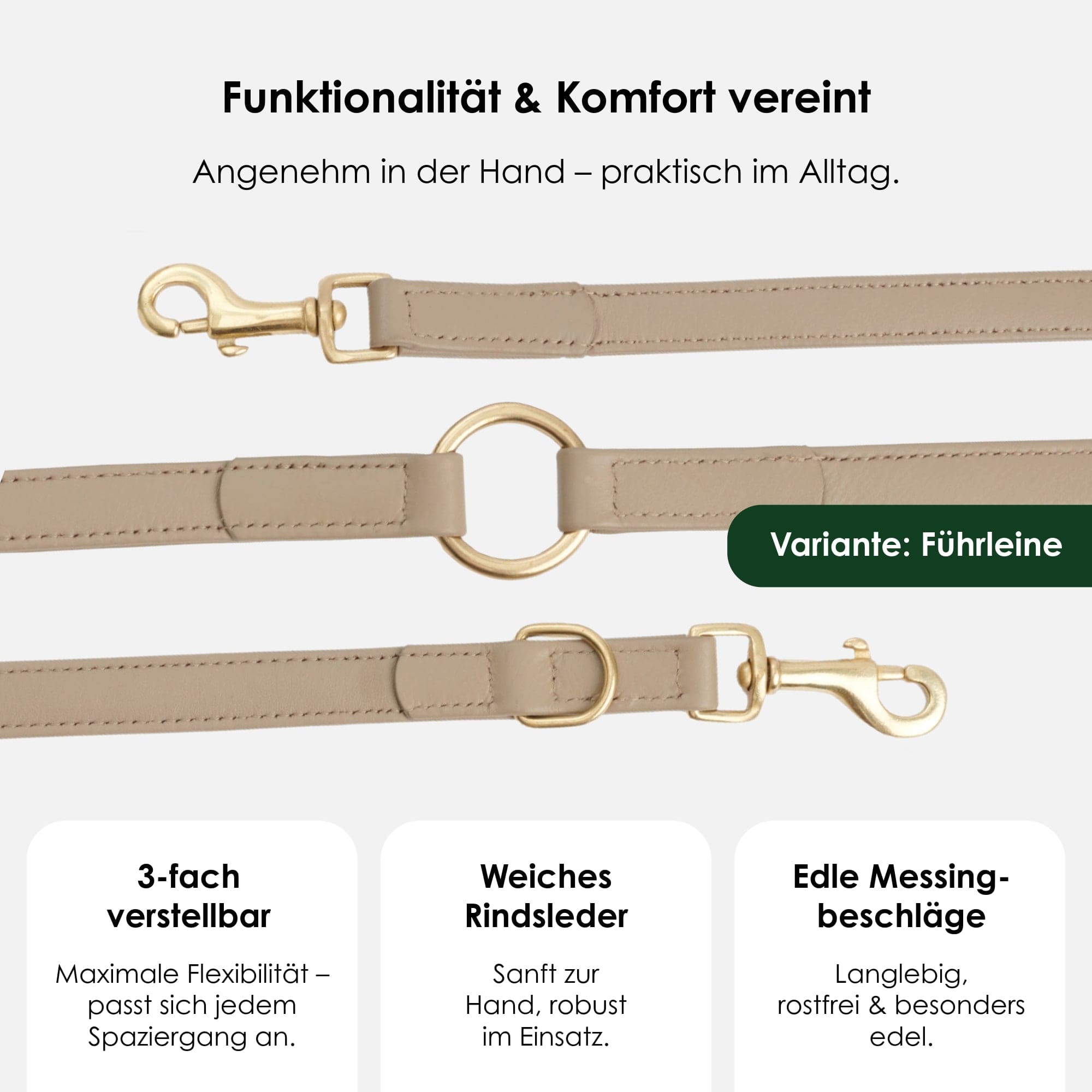 William Walker Hochwertige Leder Hundeleine Sand (Beige)