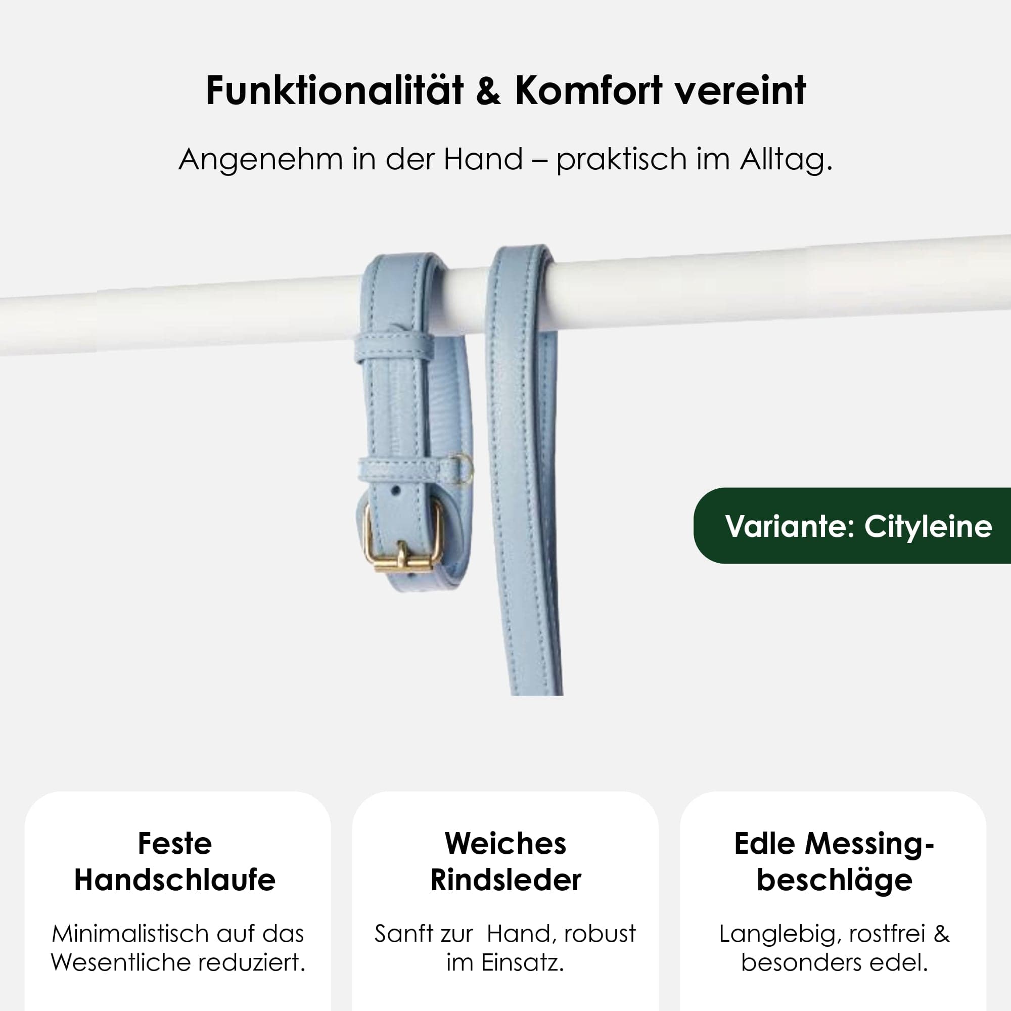 William Walker Hochwertige Leder Hundeleine Sky (Baby-Blau)