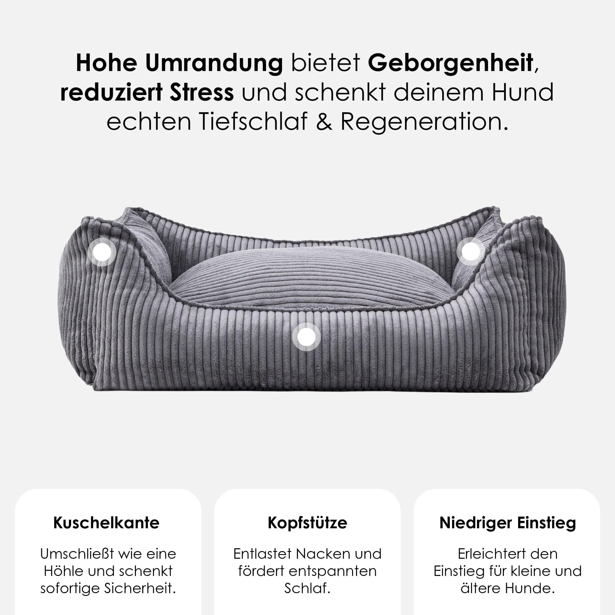 William Walker Orthopädisches Cord Hundebett Charcoal (Grau)