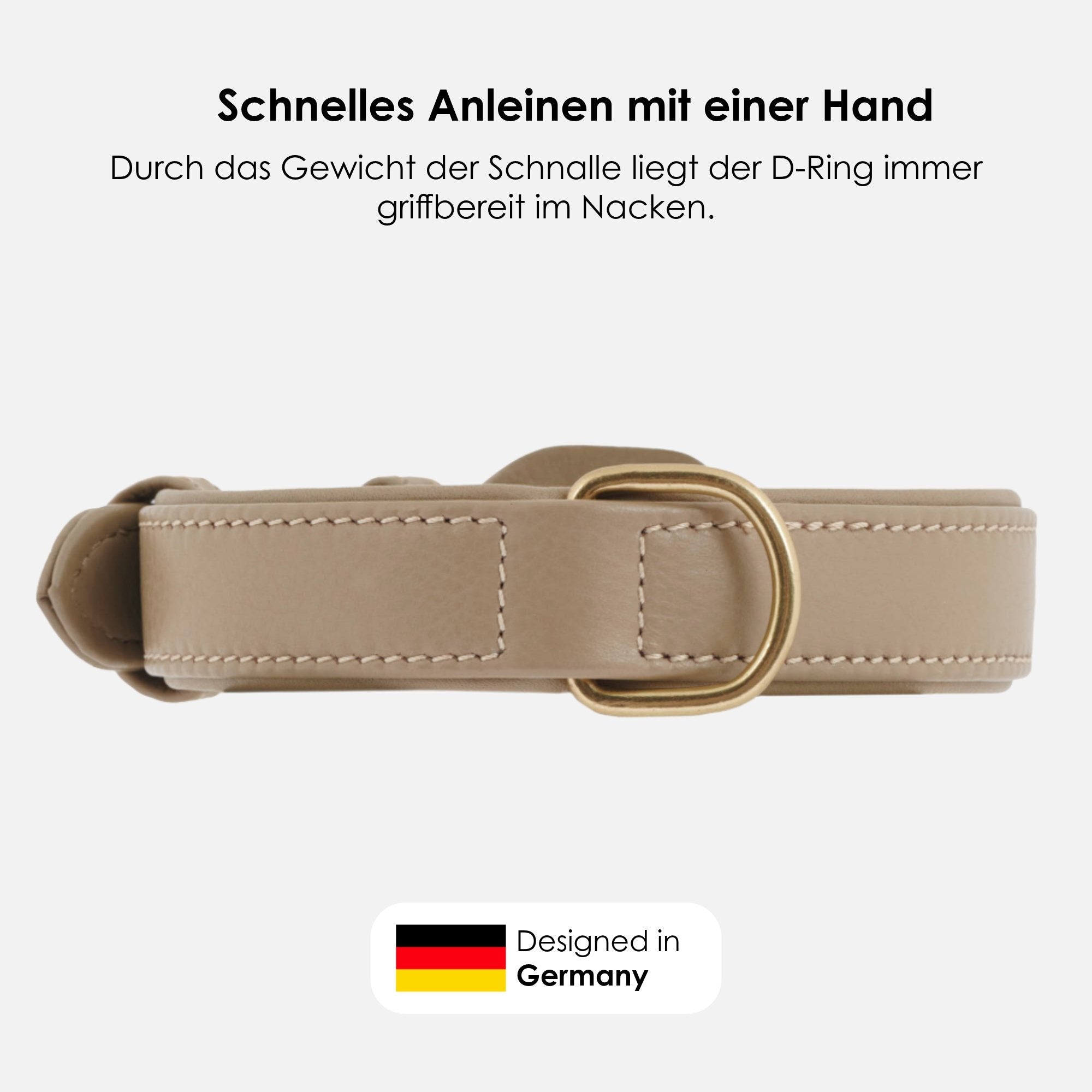 William Walker Leder Hundehalsband Sand (Beige)