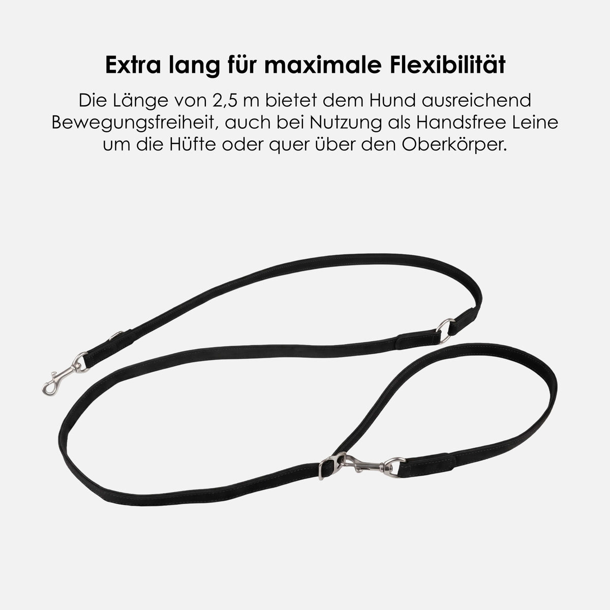 William Walker Hundeleine aus wasserfestem Nubukleder stufenlos verstellbar Handsfree