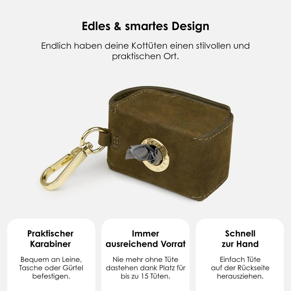 William Walker Kotbeutelspender aus wasserfestem Nubukleder Pistachio (Grün)