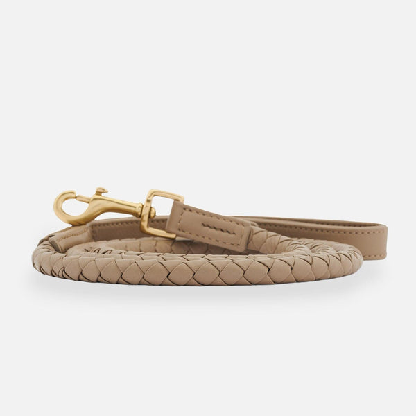 Hochwertige Leder Hundeleine Twisted Sand (Beige)