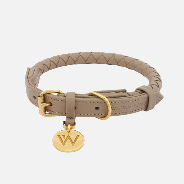 Leder Hundehalsband Twisted Sand (Beige)