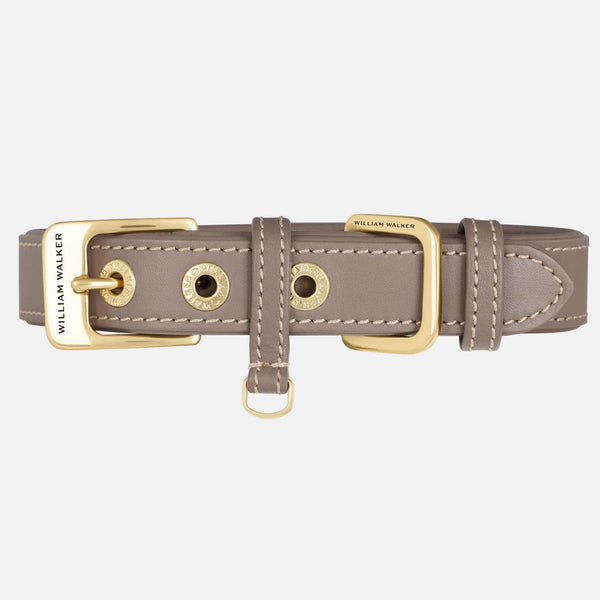 Glattleder Hundehalsband Pebble (Taupe)