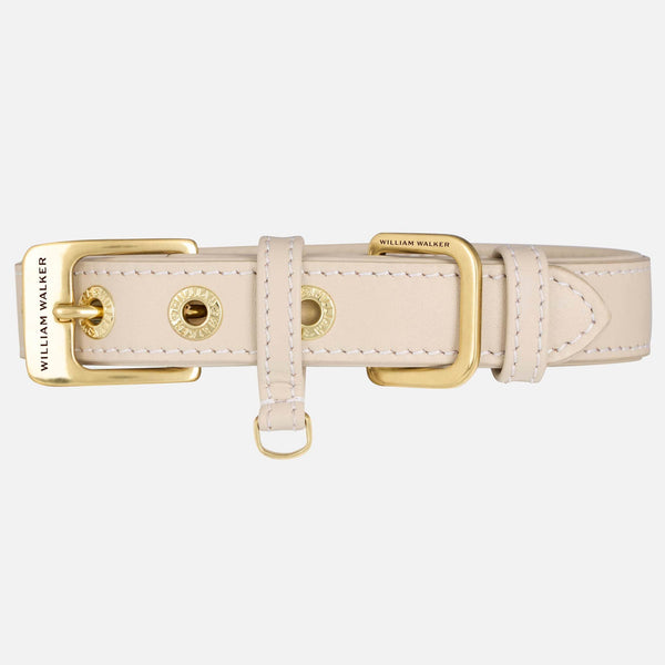 Glattleder Hundehalsband Almond (Beige)